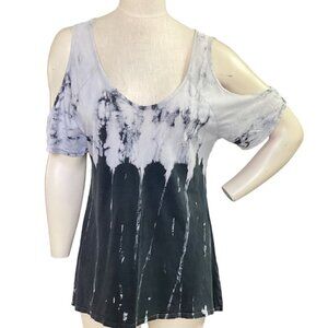 Urban X Short Sleeve Open Shoulder Tie Dye Cotton Tunic Tee Top M #146D